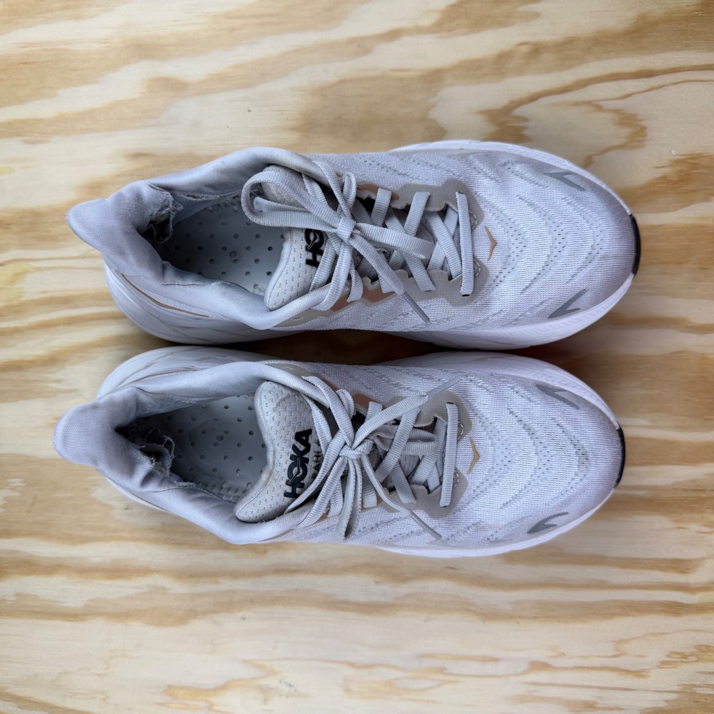 Hoka Clifton 8 Womens 7.5 Running Shoes Grey Rose Gold Summer Song - Picture 2 of 10